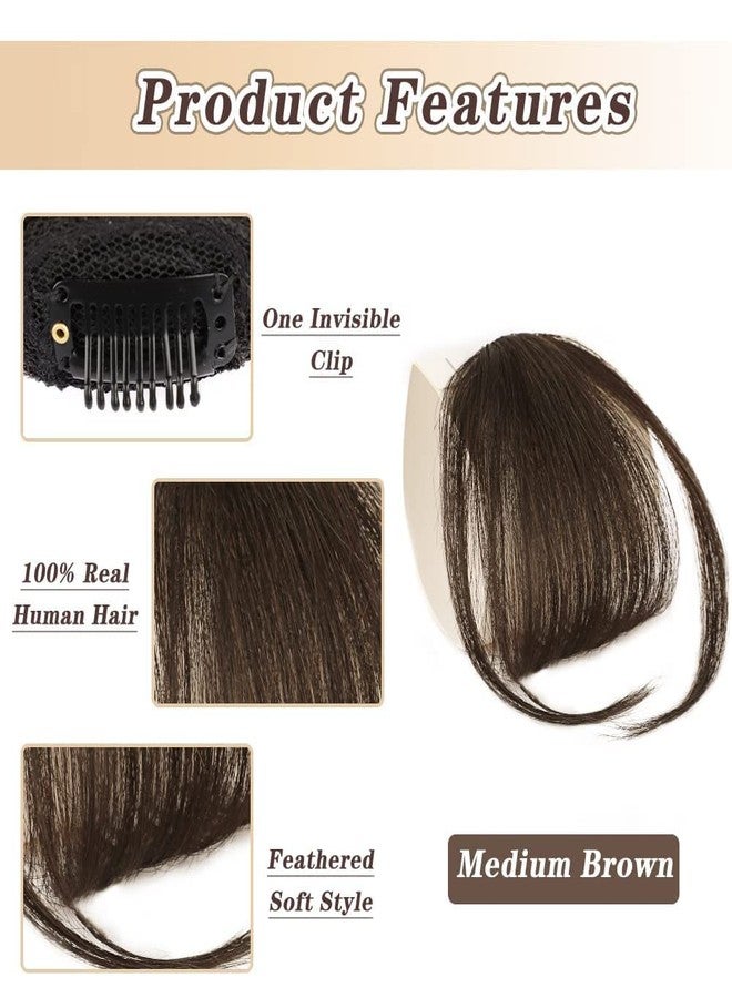 MORICA Clip in Bangs for Women 100% Human Hair Extensions Wispy Bangs Fringe with Temples Hairpieces Air Bangs Flat Bangs Clip Curved Bangs for Daily Wear - Image 5
